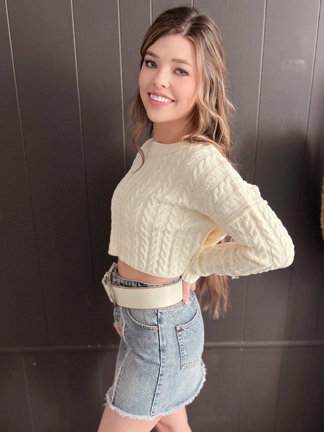 Denim Mini Skirt With Frayed Hem | gussieduponline