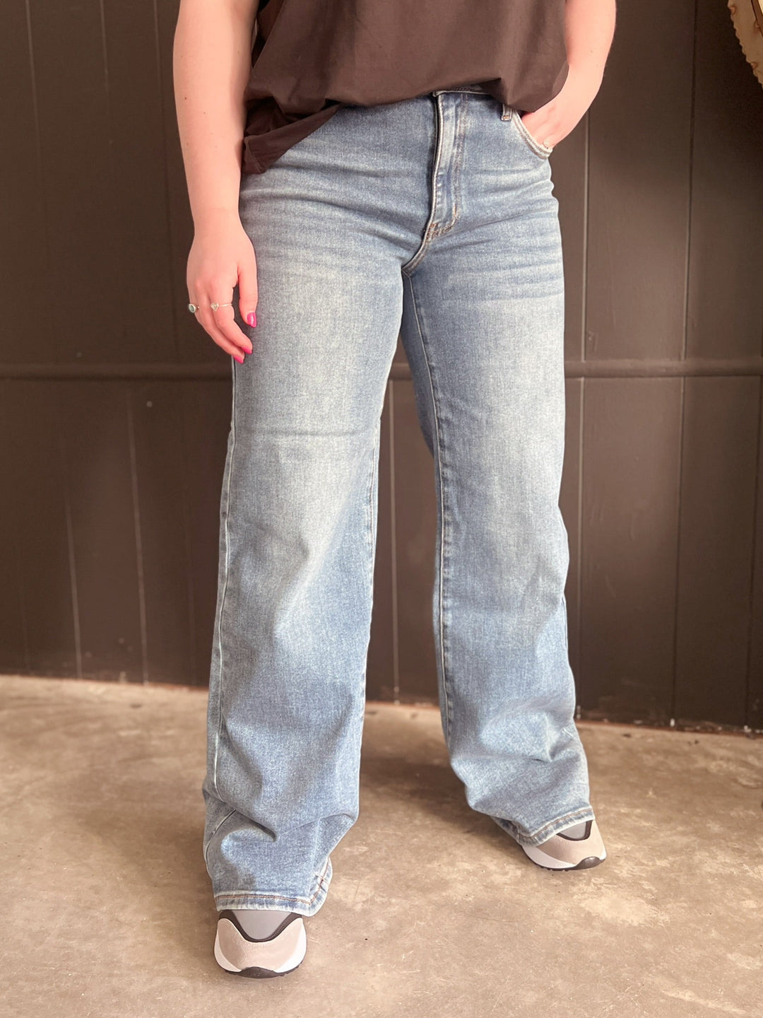 Dual Wear Wide Leg Cuffed Denim Jeans | gussieduponline