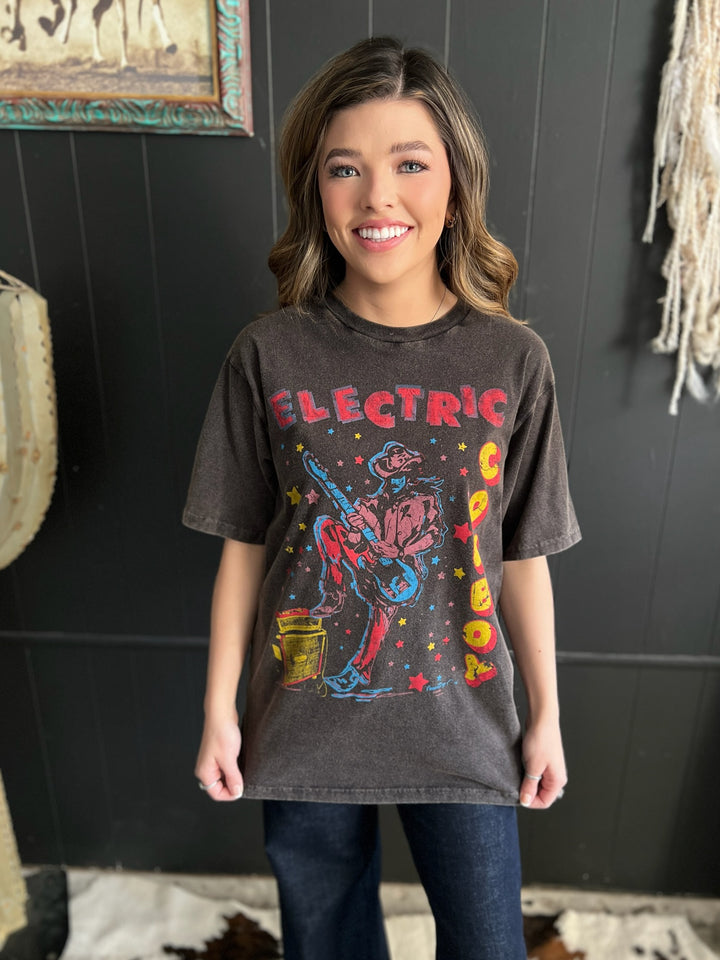 Electric Cowboy Grey Mineral Washed Graphic Tee*