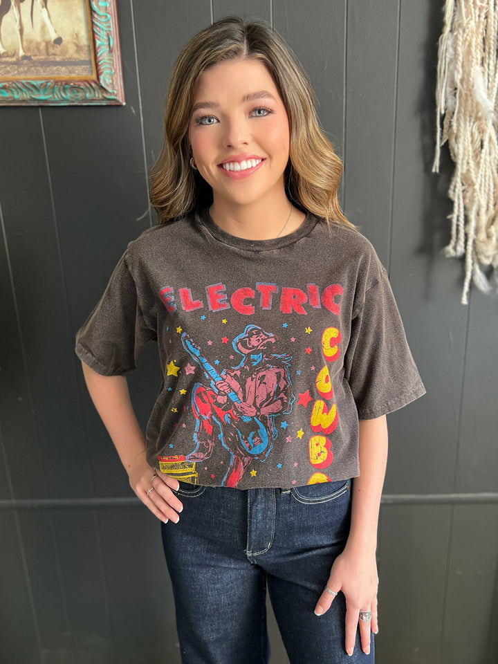 Electric Cowboy Grey Mineral Washed Graphic Tee*