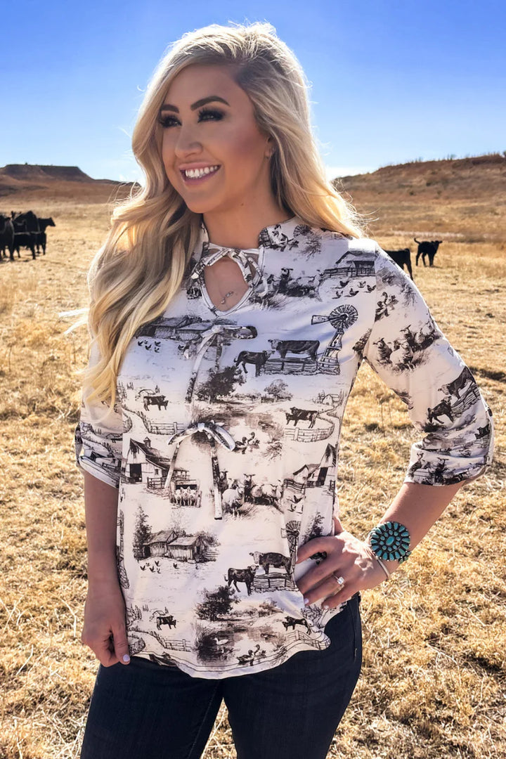 Sterling Kreek Farm Fresh Toile Bow Top