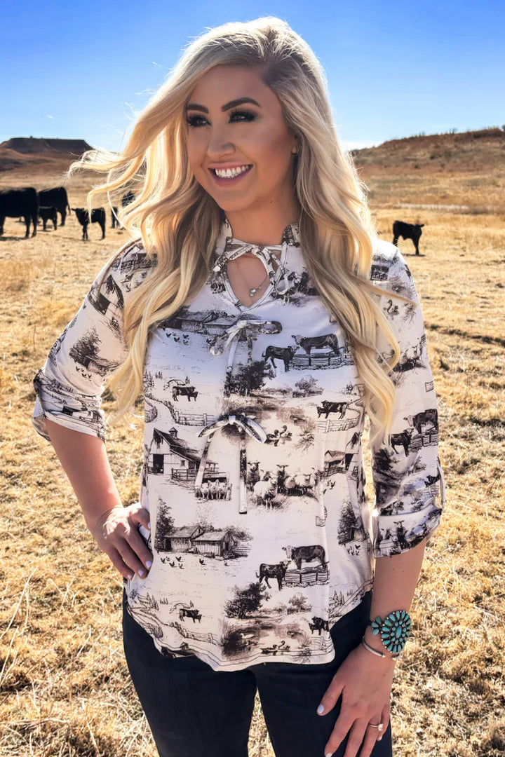 Sterling Kreek Farm Fresh Toile Bow Top