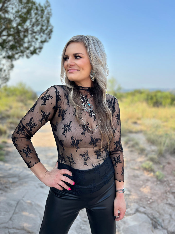 Feel Like A Woman Lace Mesh Top | gussieduponline