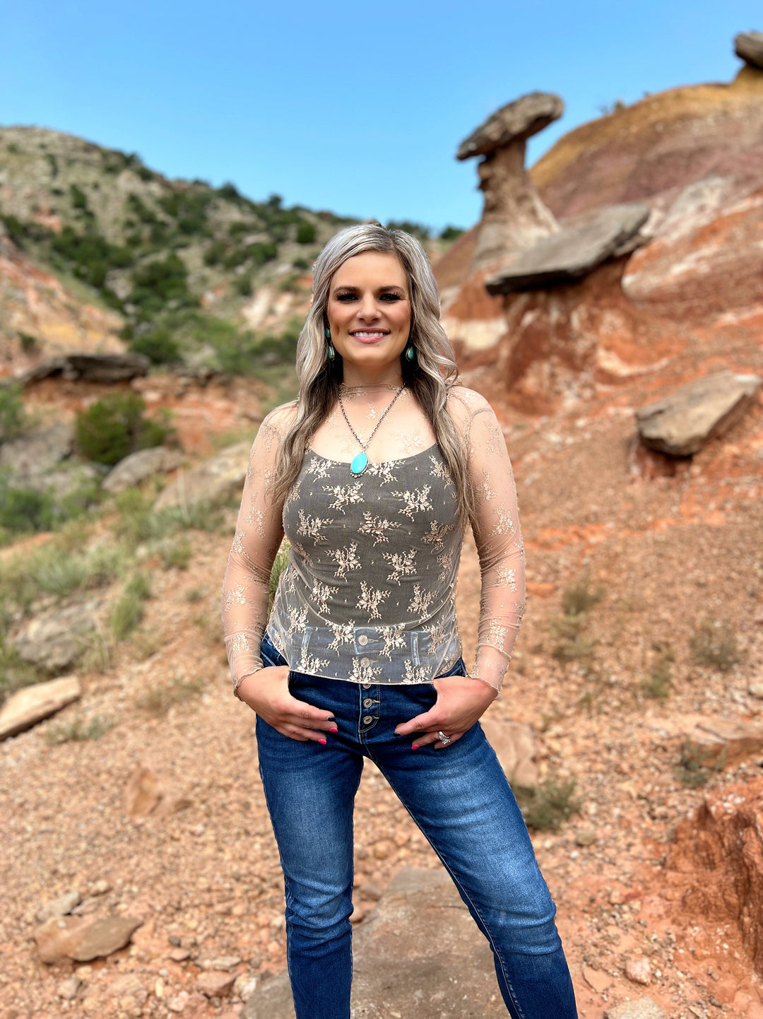 Feel Like A Woman Lace Mesh Top | gussieduponline