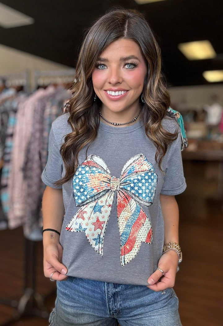 US Flag Bow Graphic Tee*