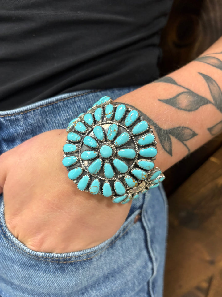 Genuine Sterling Silver & Kingman Turquoise Bracelet