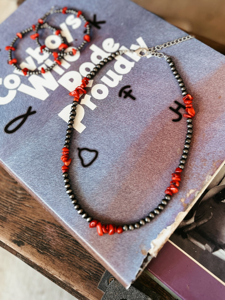 Handmade Navajo Red Necklace | gussieduponline