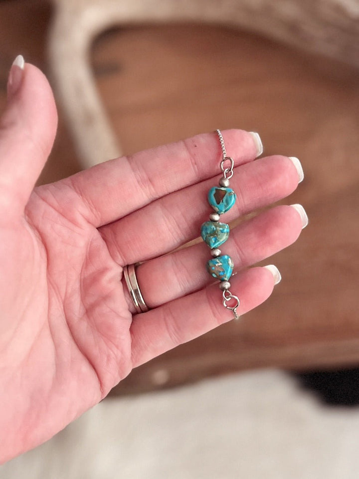 Heart Turquoise Gemstone Adjustable Bracelet | gussieduponline