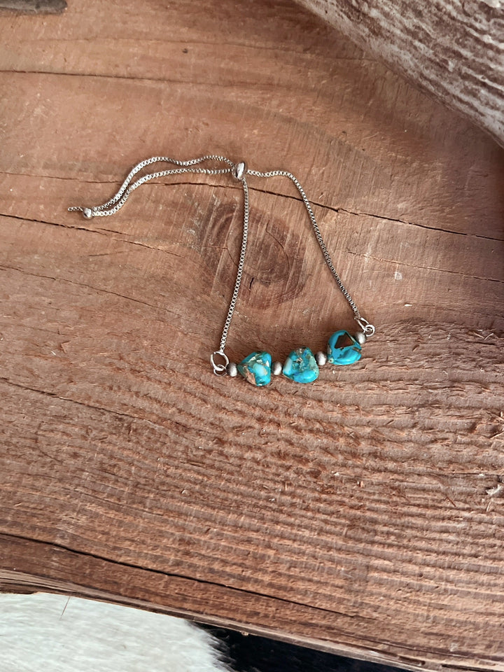 Heart Turquoise Gemstone Adjustable Bracelet | gussieduponline