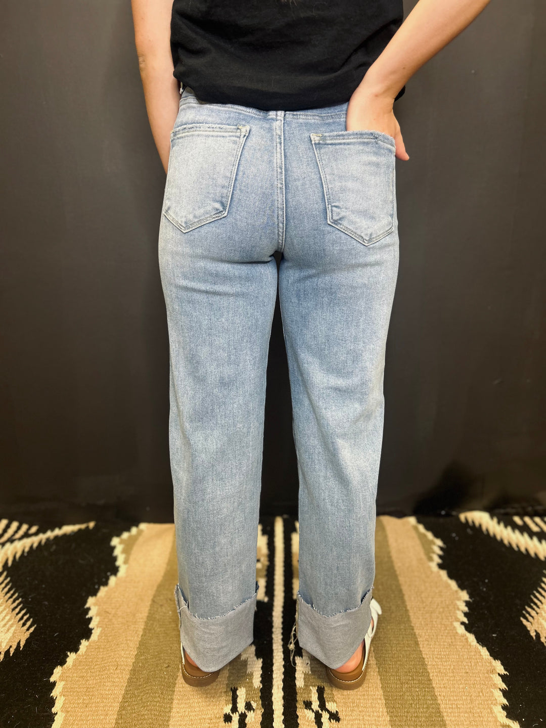 High Rise Light Wash Straight Leg Jeans*