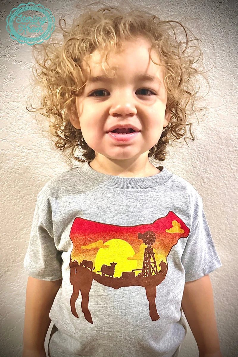 KIDS Steer in the Sunset Tee | gussieduponline