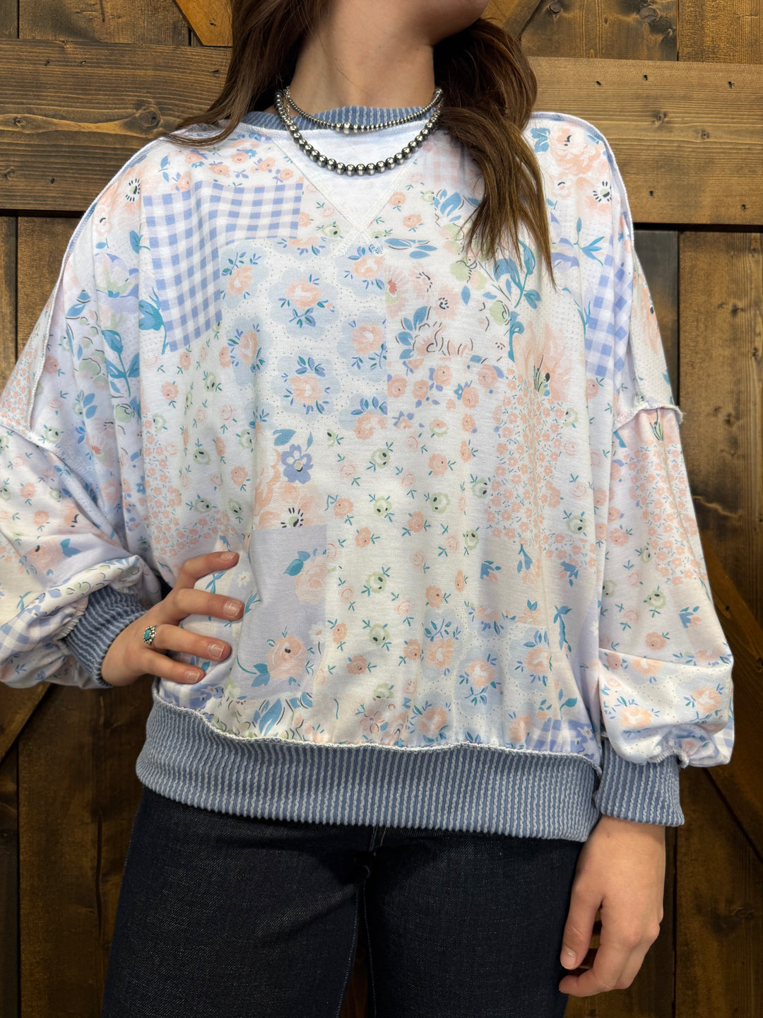 Haptics Crew Neck Drop Shoulder Floral Top- 2 Colors