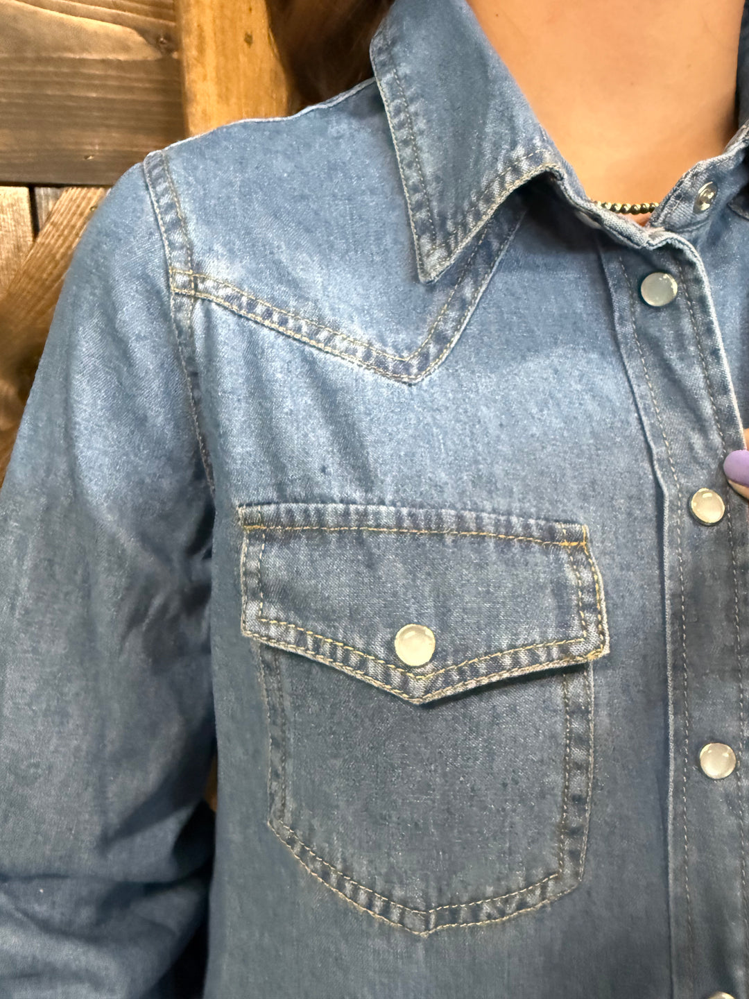 L&B Classic Western Yoke Button Down Denim Top