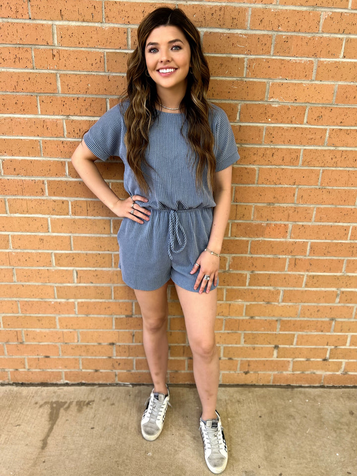 Vintage Denim Urban Ribbed Romper | gussieduponline