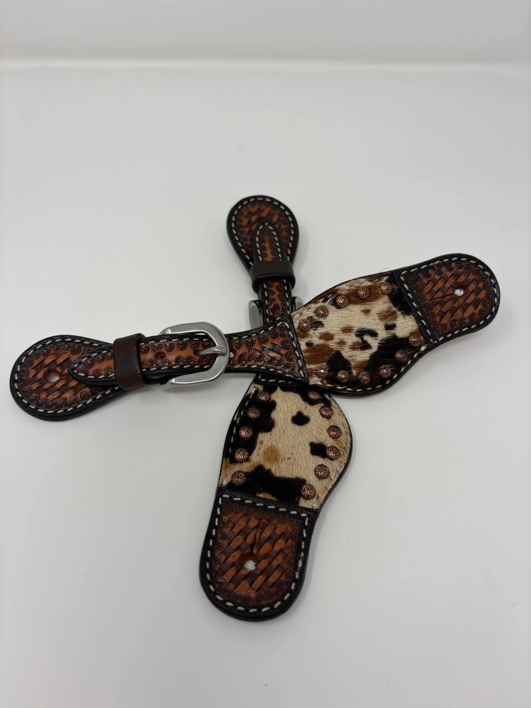 KIDS Rafter T Ranch Peppered Hair On Hide Spur Straps