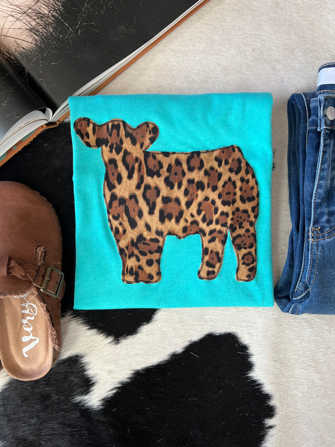 Sweet Texas Turquoise Big Cat Steer Tee*