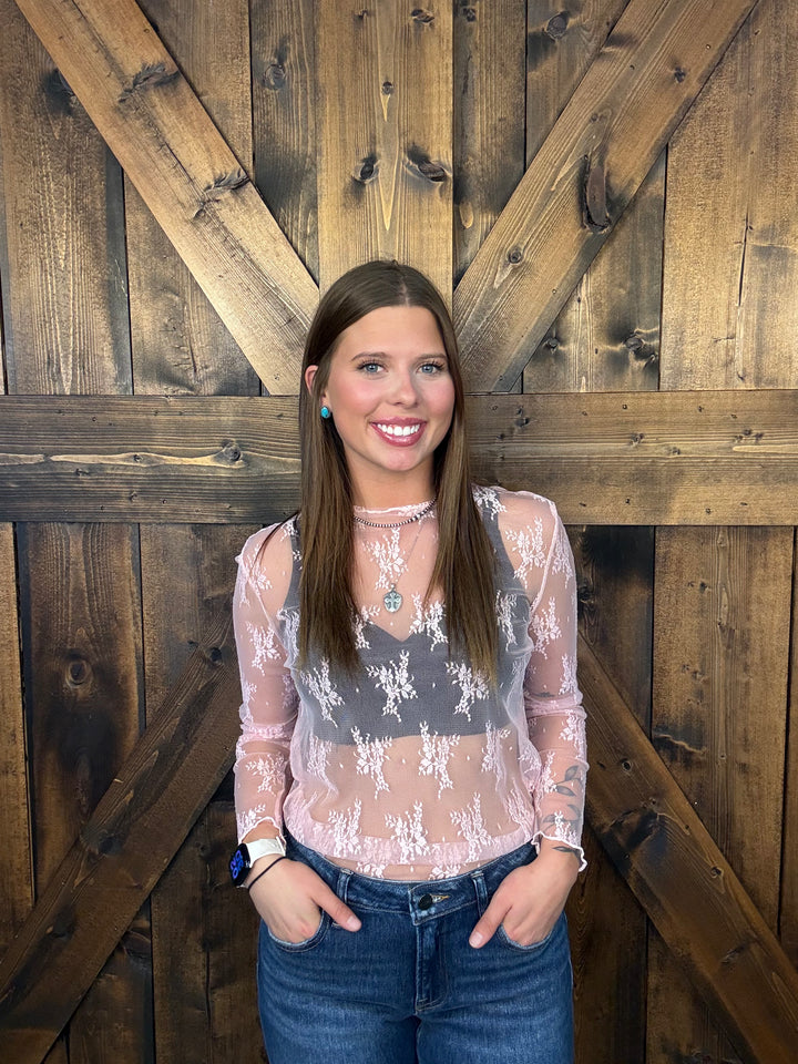 L& B Lace Long Sleeve Stretch Top- 11 Colors