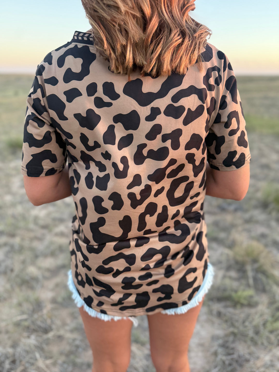 Buckstitch Leopard Top