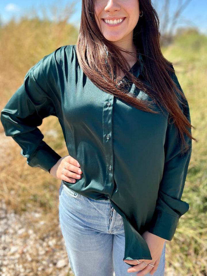 Sophisticatedly Casual Satin Button Ups- 4 Colors | gussieduponline
