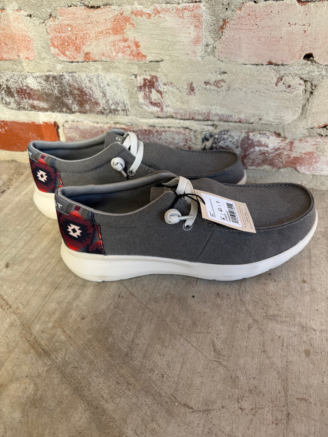 MENS Ariat Charcoal/Red Aztec Slip On Shoe