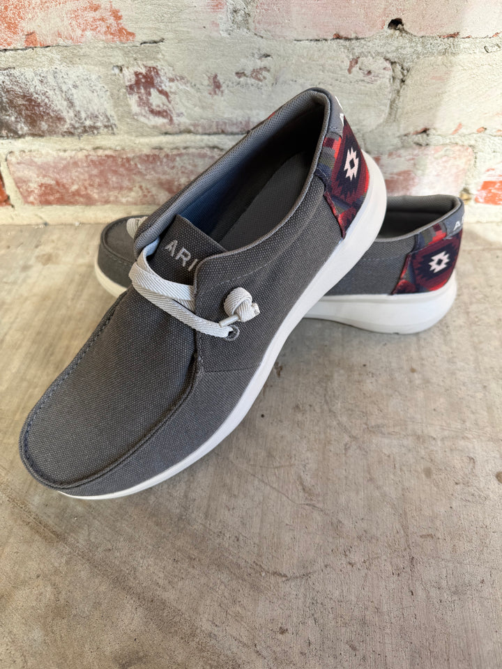 MENS Ariat Charcoal/Red Aztec Slip On Shoe