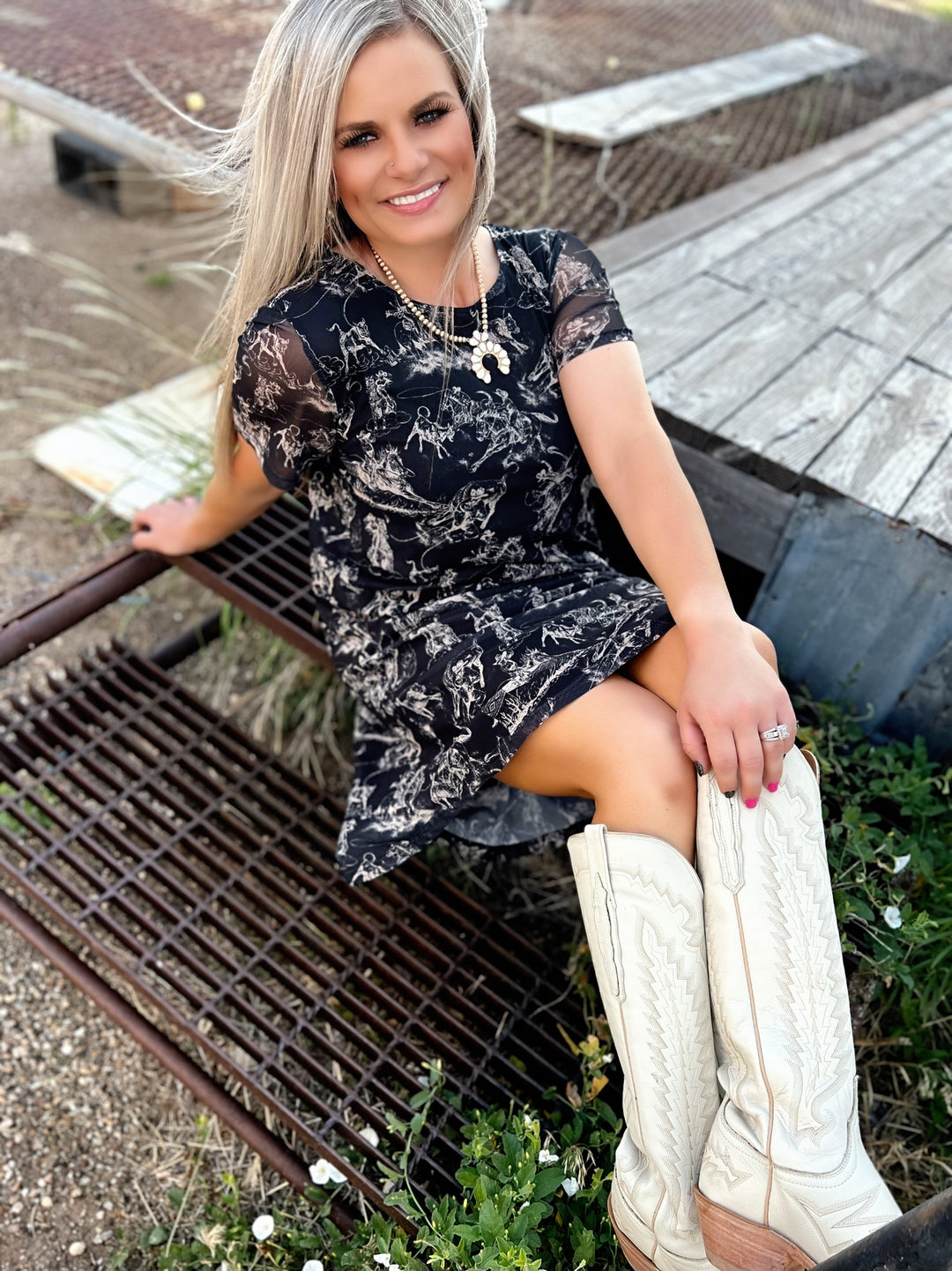 Sterling Kreek Rodeo Road Mesh Dress | gussieduponline