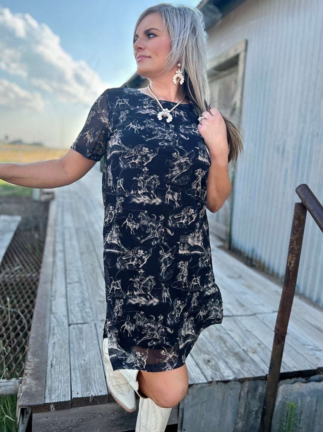 Sterling Kreek Rodeo Road Mesh Dress | gussieduponline