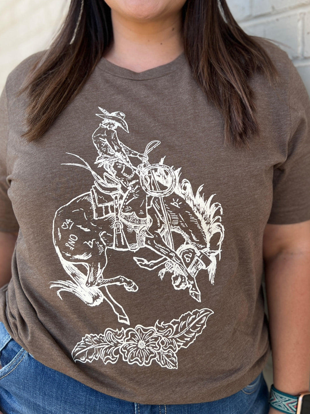 PLUS Sterling Kreek Buckin Bronc Brown Tee | gussieduponline