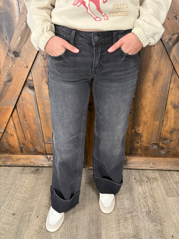 Vervet Black Low Rise Baggy Wide Leg Jeans