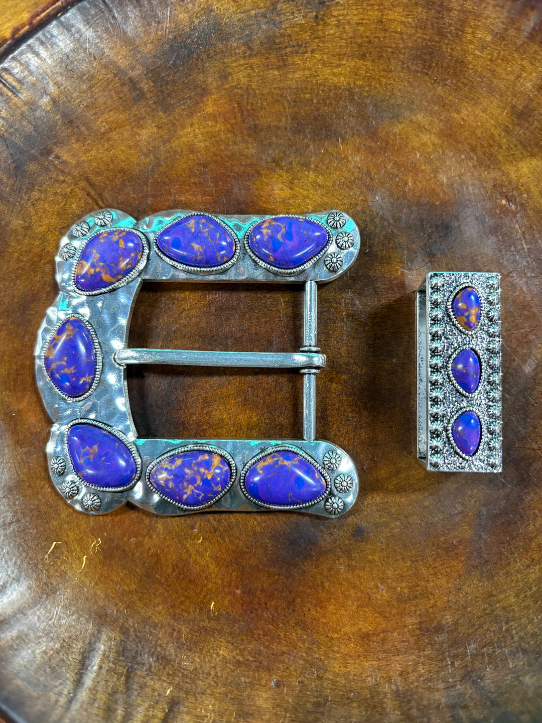 Sterling Kreek Purple Stone Buckle Up Belt Buckle