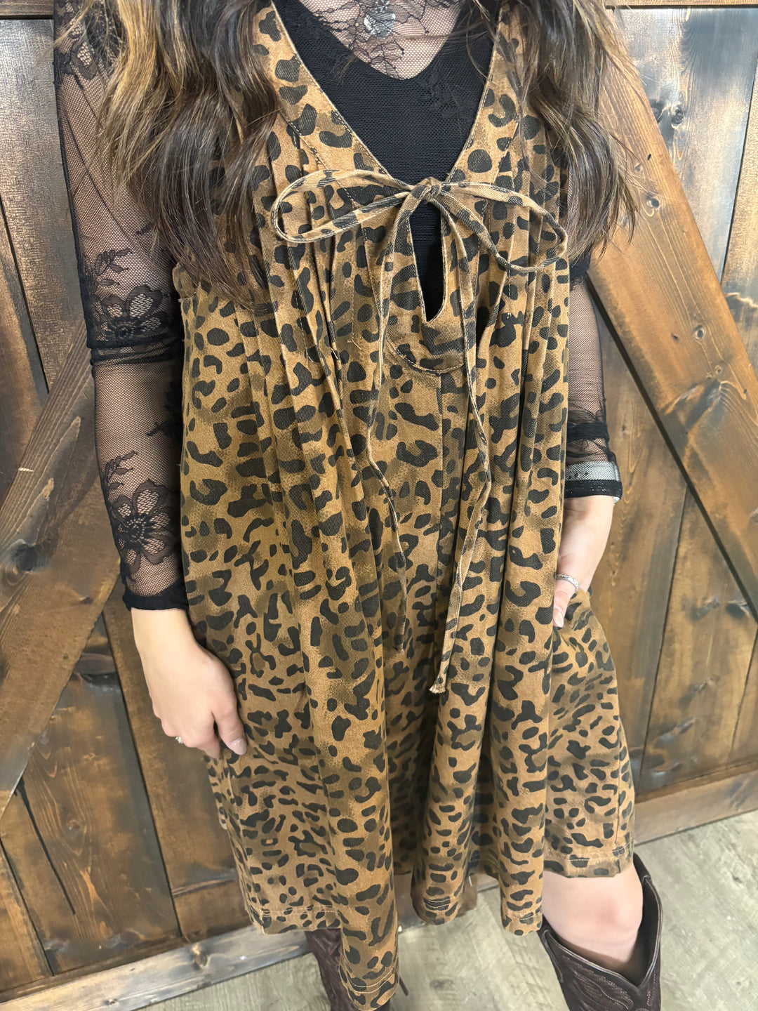 L&B Leopard Print Denim Romper