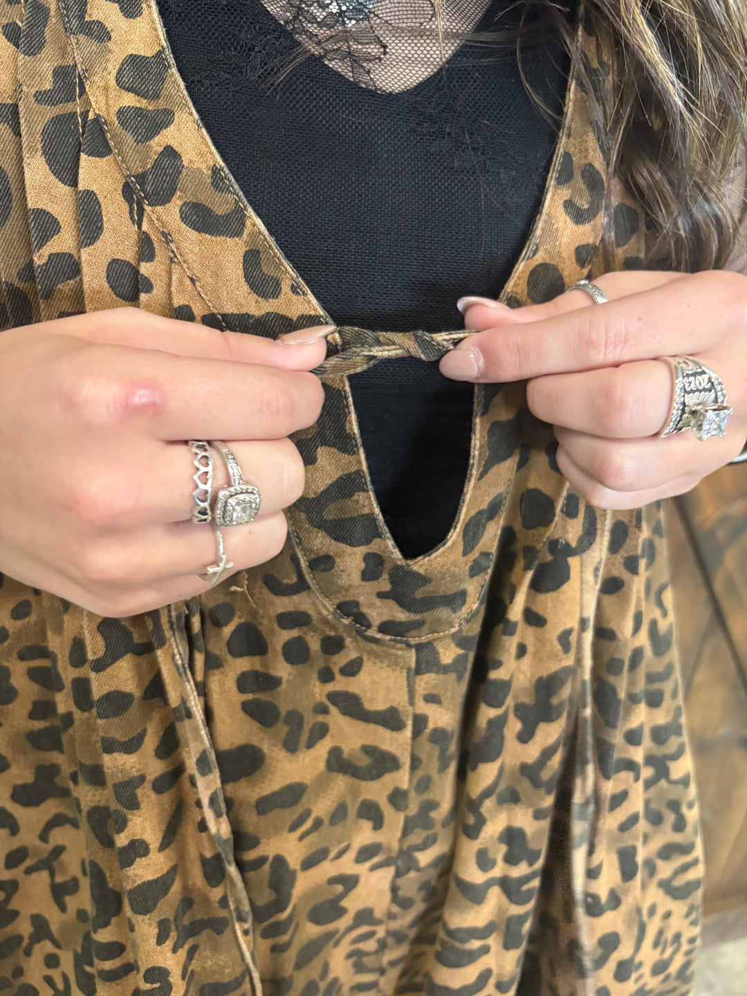 L&B Leopard Print Denim Romper