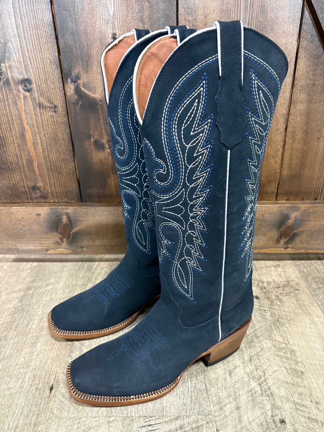 Tanner Mark Women's Navy Blue Suede Boots