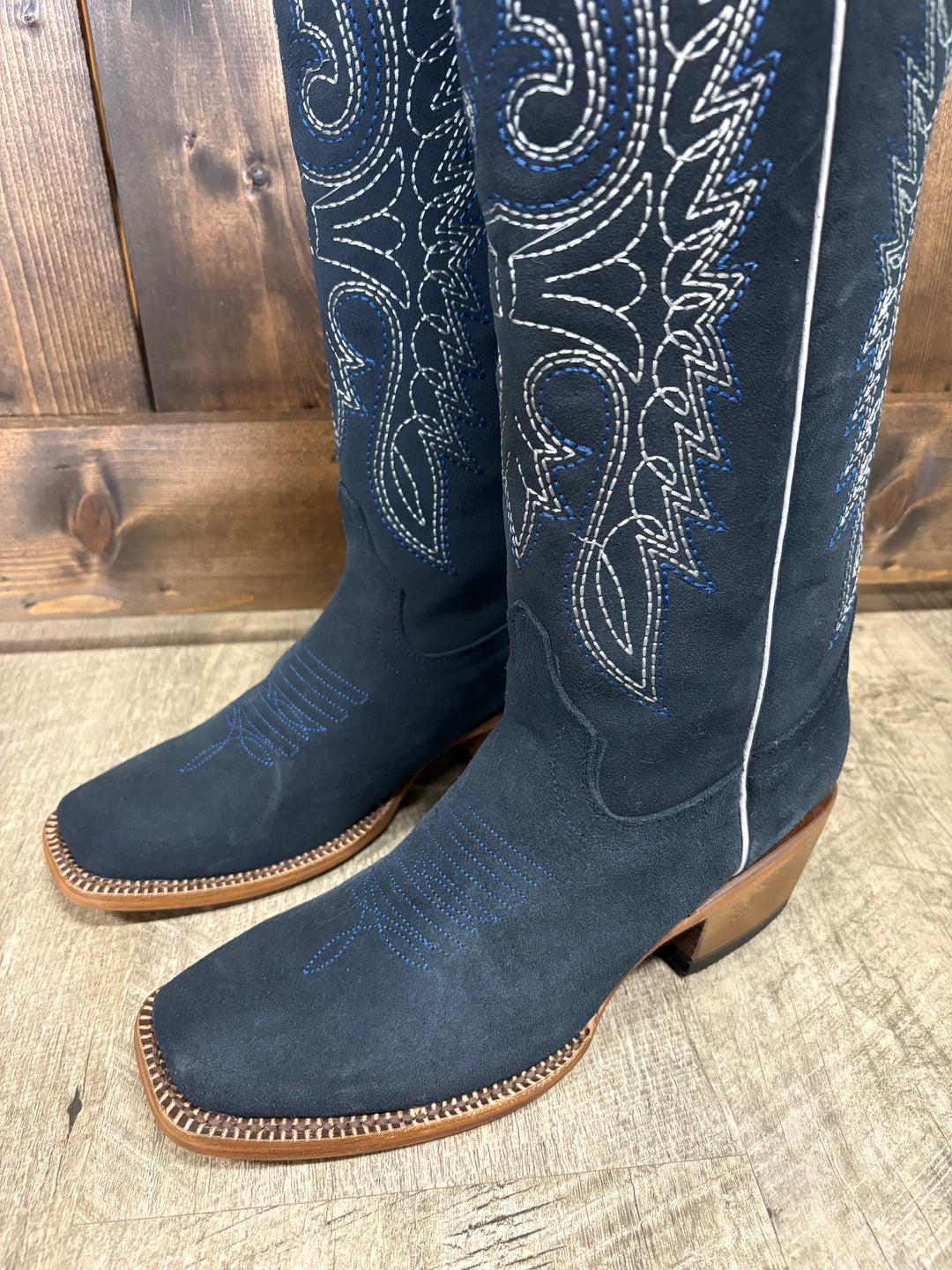 Tanner Mark Women's Navy Blue Suede Boots