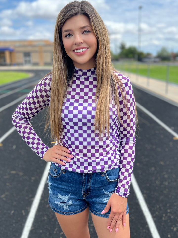 Sterling Kreek Pep Rally Purple Mesh Top | gussieduponline