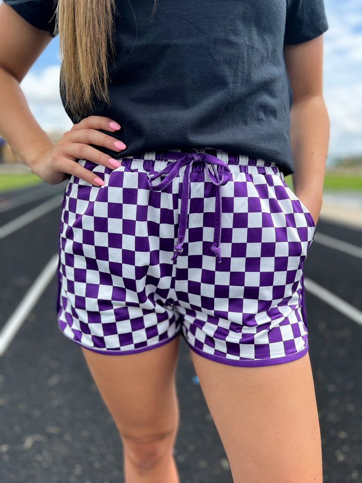 Sterling Kreek Purple Pep Rally Shorts | gussieduponline