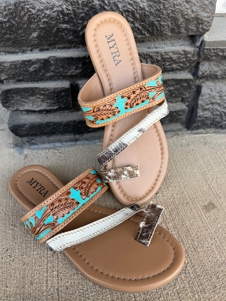 LaDonna Trail Turquoise Hand Tooled Sandals