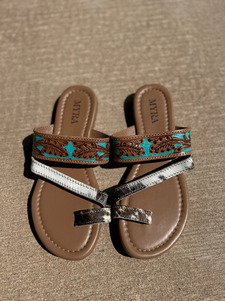 LaDonna Trail Turquoise Hand Tooled Sandals