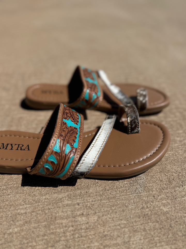 LaDonna Trail Turquoise Hand Tooled Sandals