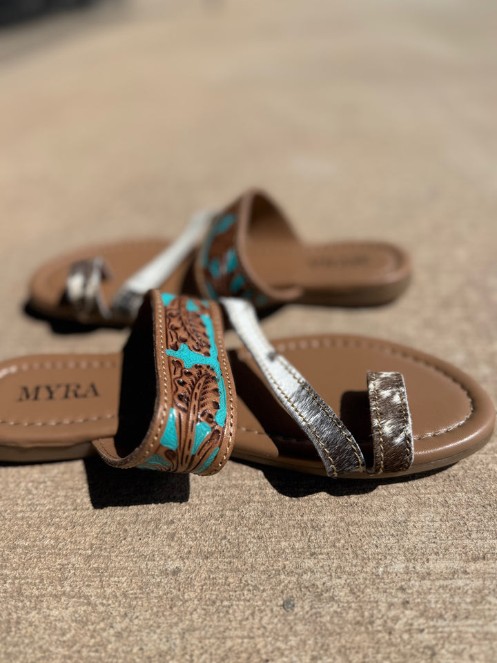 LaDonna Trail Turquoise Hand Tooled Sandals