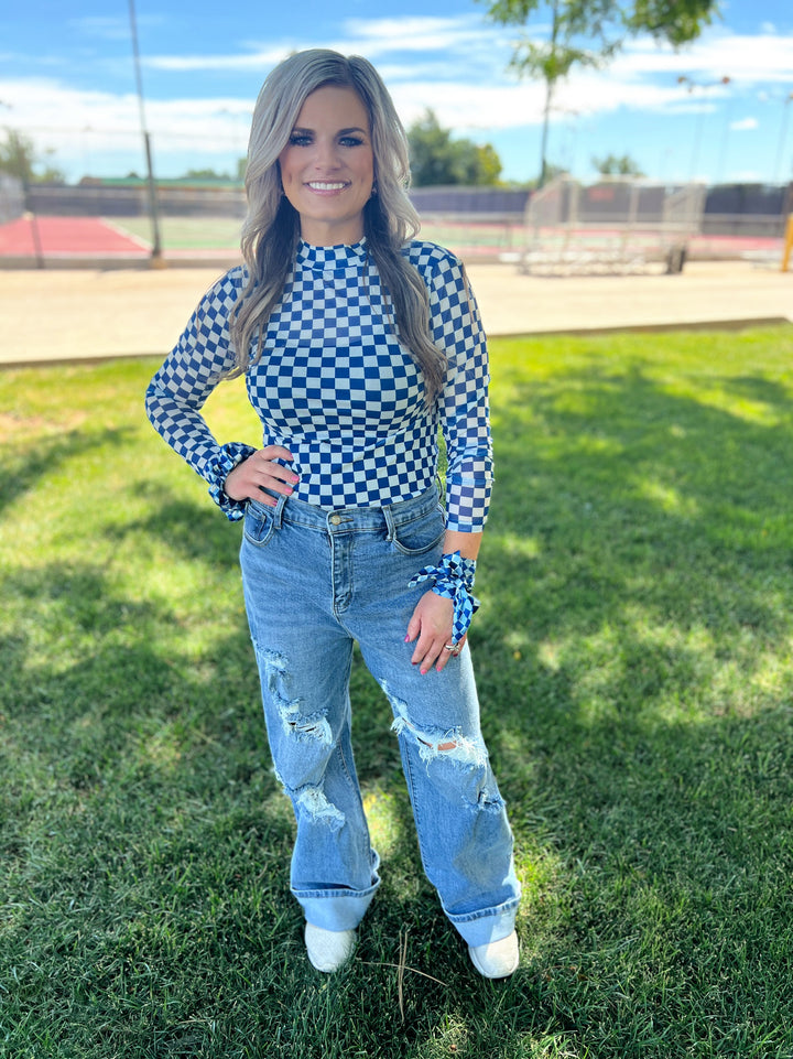 Sterling Kreek Pep Rally Blue Mesh Top | gussieduponline