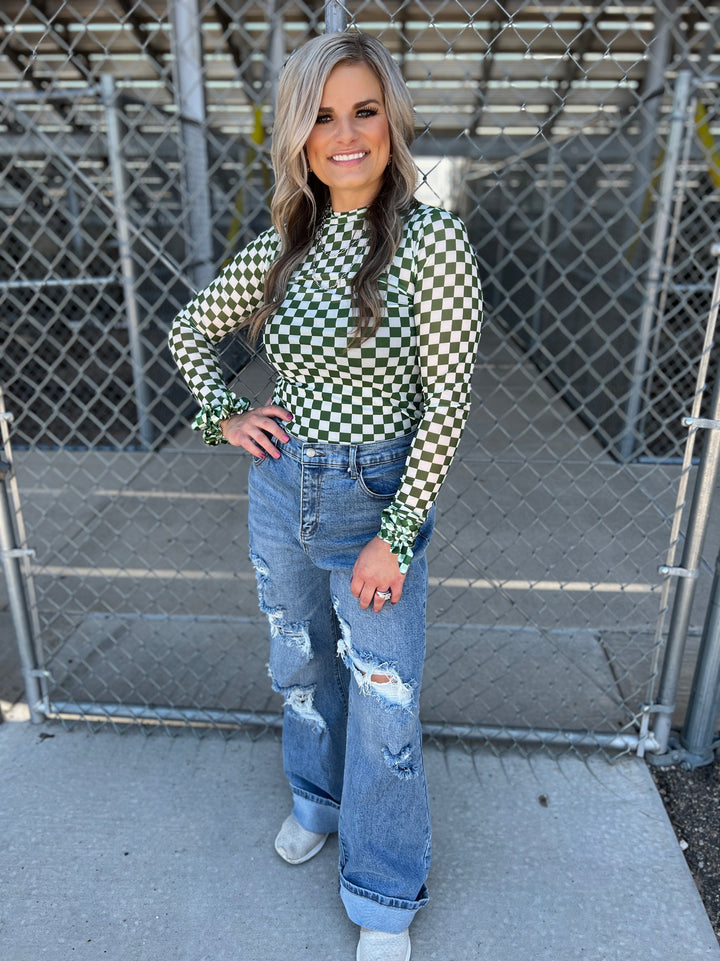 Sterling Kreek Pep Rally Green Mesh Top | gussieduponline