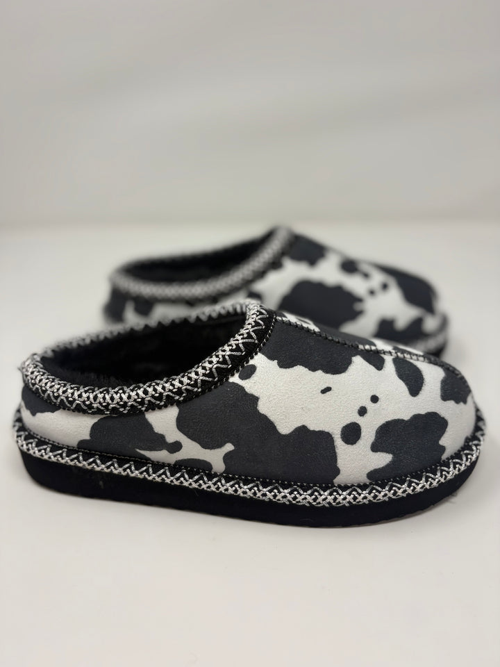 Very G Georgina Black & White Cow Print Slippers