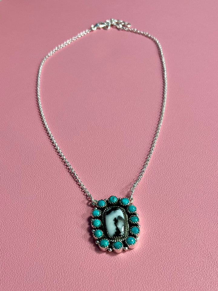 Turquoise Zebra Navajo Handcrafted Sterling Necklace | gussieduponline