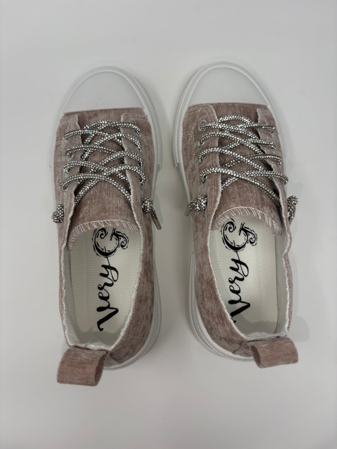 Very G Aman Nude Velvet Sparkle Sneakers