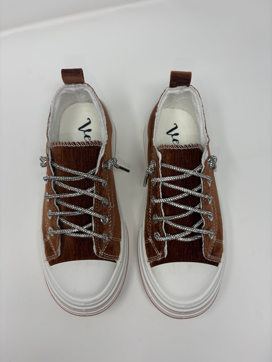 Very G Aman Rust Velvet Sparkle Sneakers