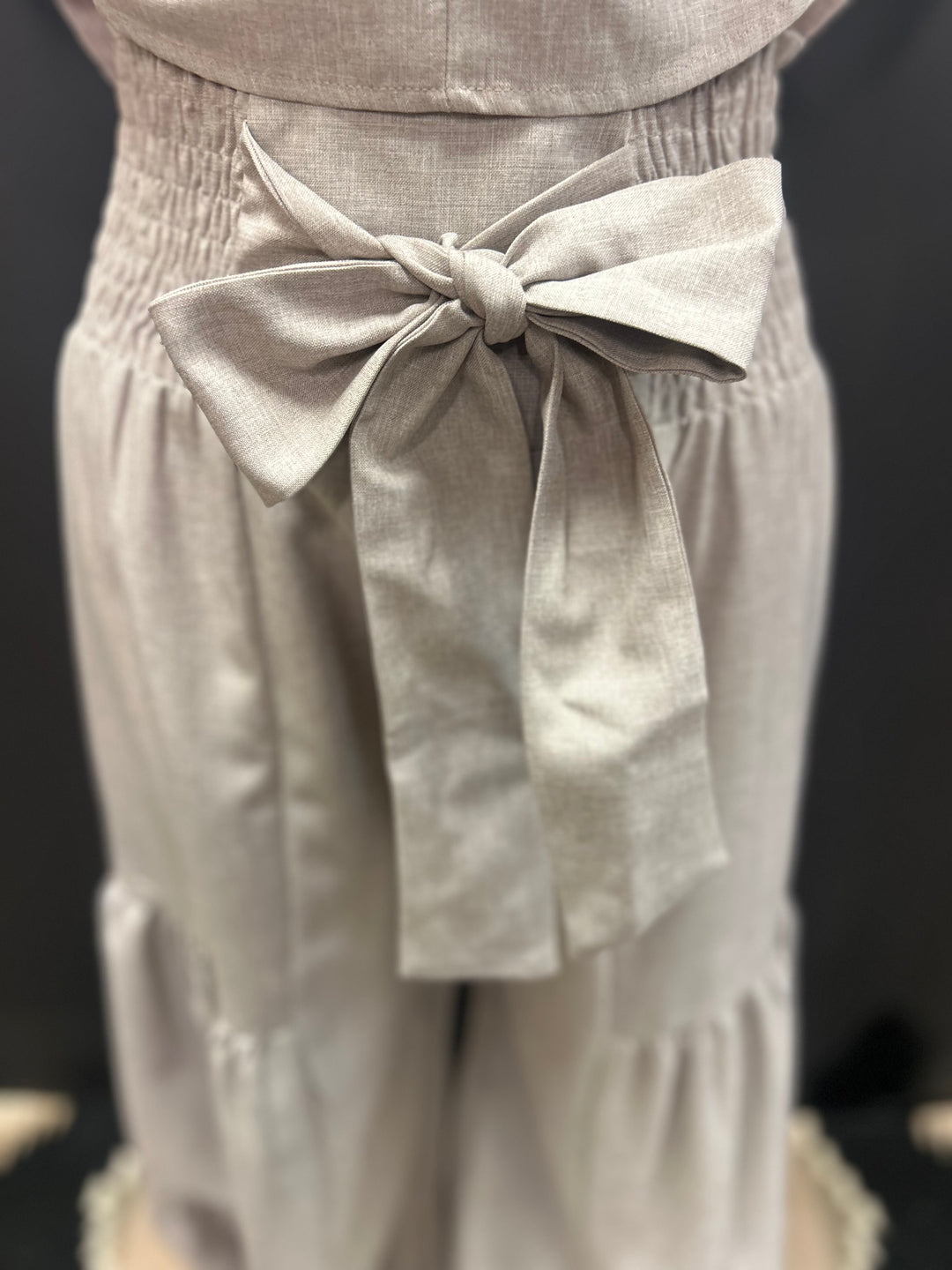 Oatmeal Smocking Waist  & Ruffled Crop Trop Set