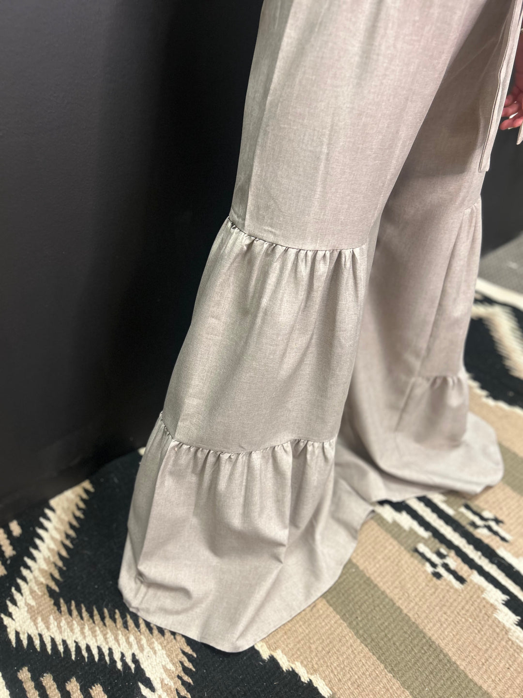 Oatmeal Smocking Waist  & Ruffled Crop Trop Set