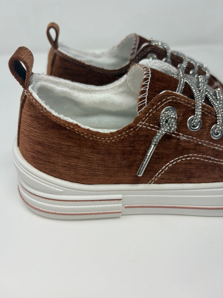 Very G Aman Rust Velvet Sparkle Sneakers