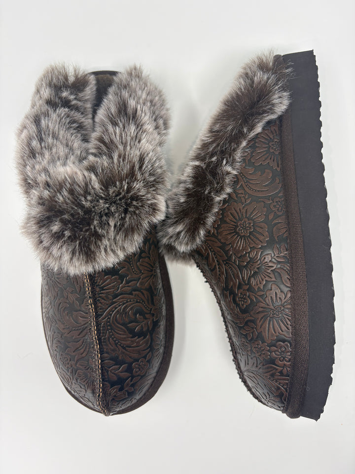 Very G Lolly Chocolate Tooled Slippers